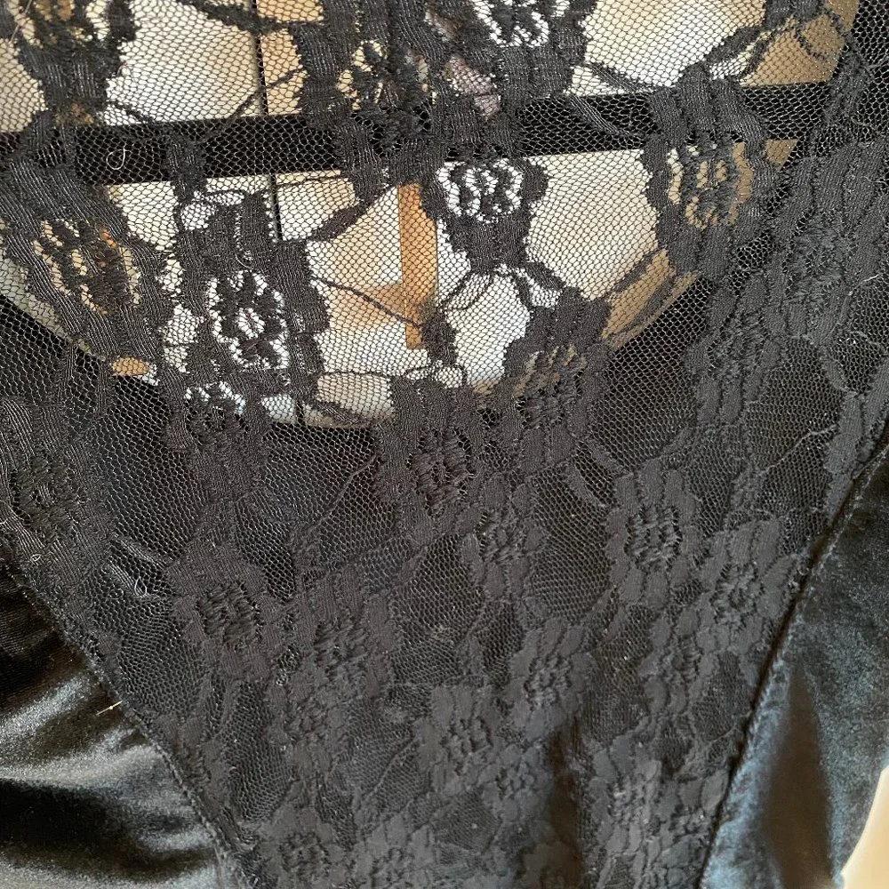 Dynamite Black Velvet Bodycon Dress with Lace Back - Size Medium - Picture 3 of 4